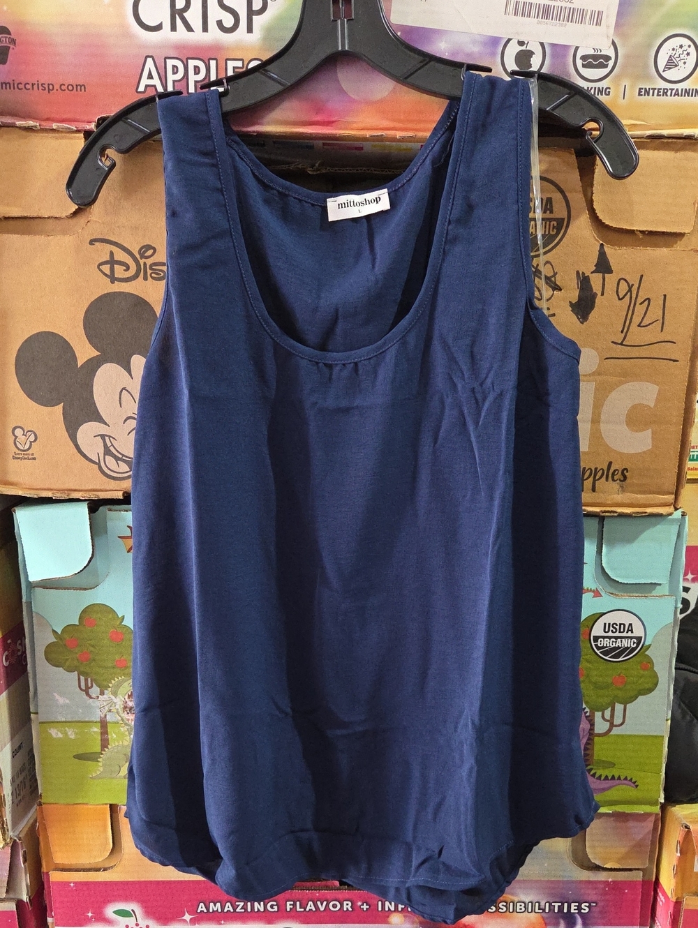 Mittoshop Navy Scoop Neck Sleeveless Tank